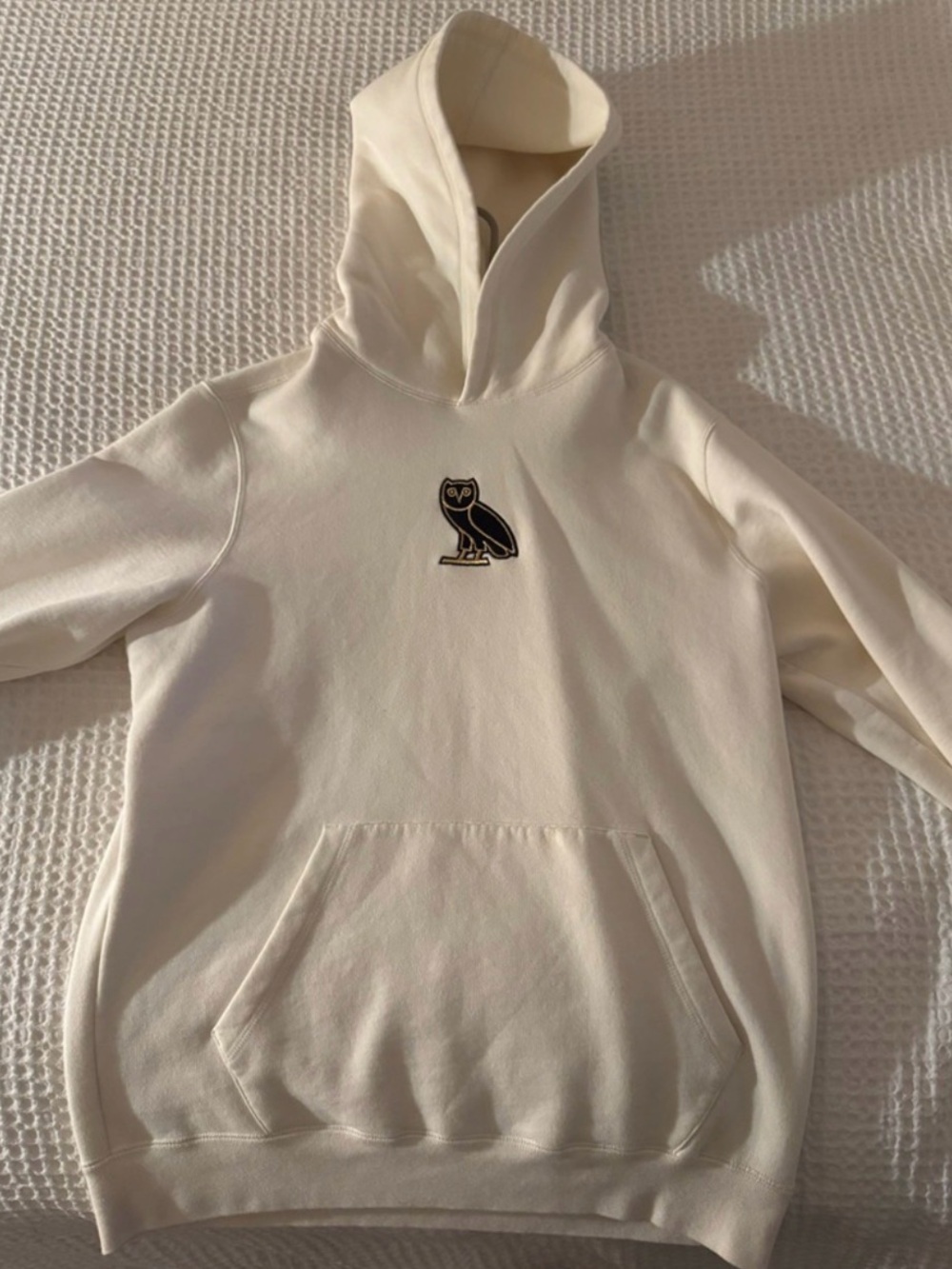 OVO Cream Hoodie with Black Owl Patch